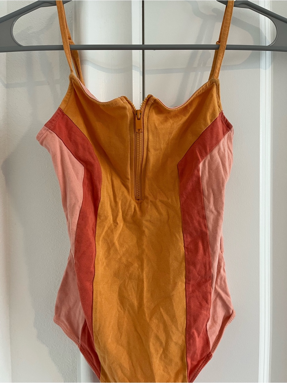Bodysuit in Mustard, Coral & Pink